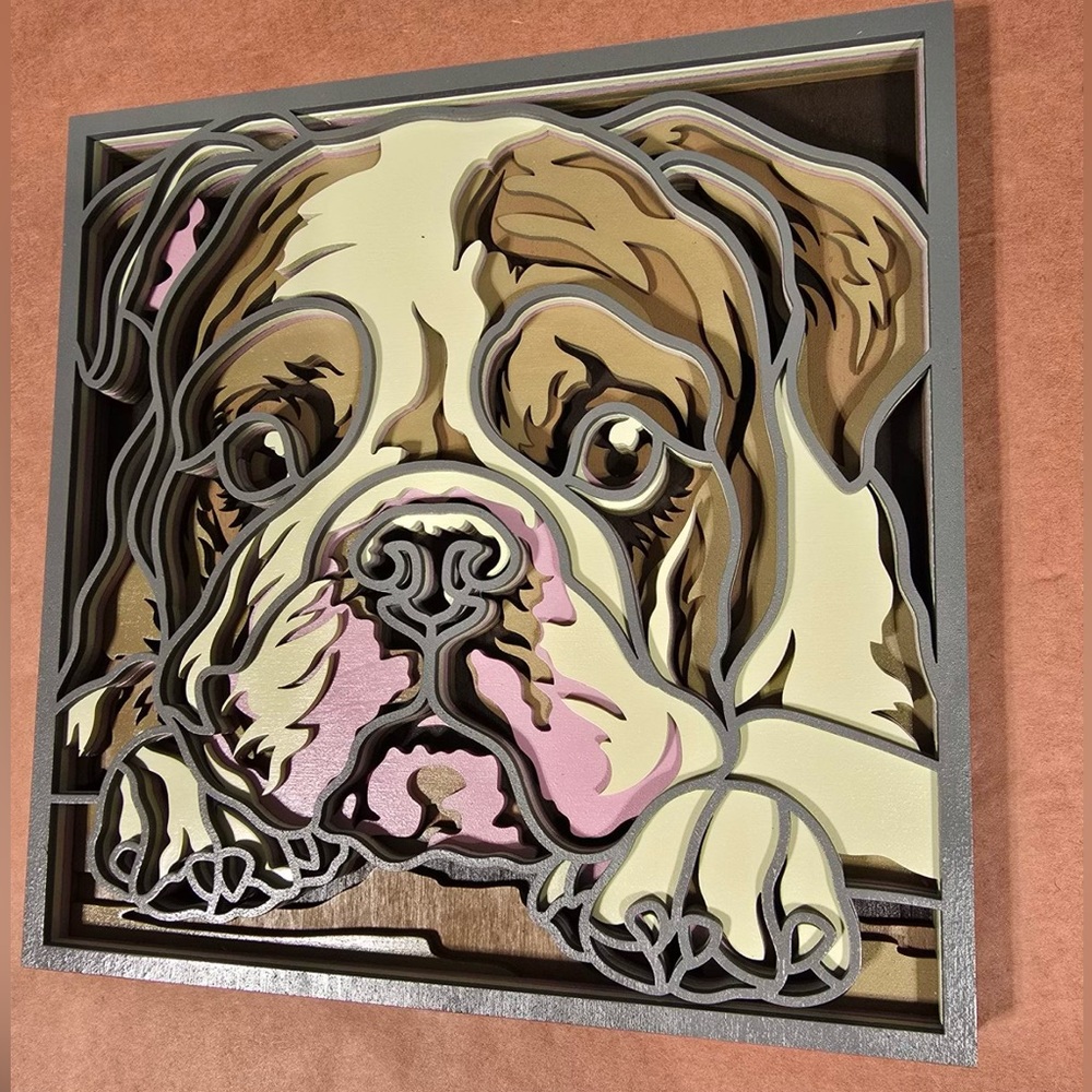 English Bulldog 3D Wall Art - Multicolor